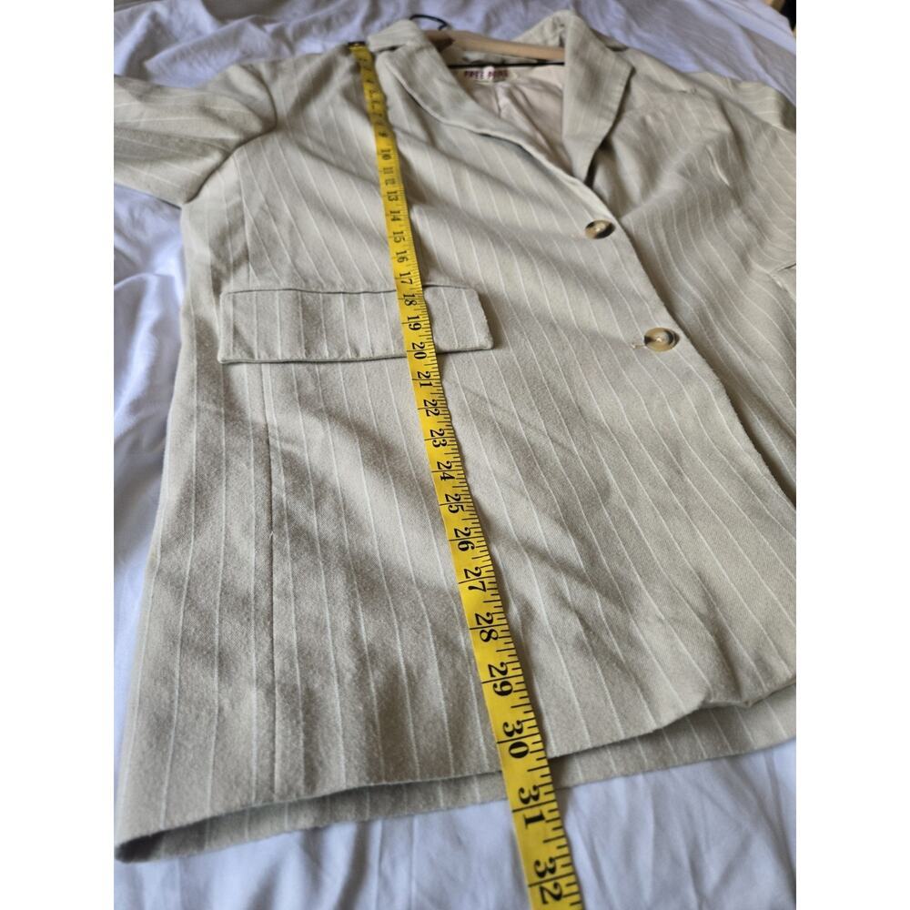 Free People Oversized Layering Menswear Reggie Blazer Khaki Stripe Medium Preppy - Picture 12 of 12